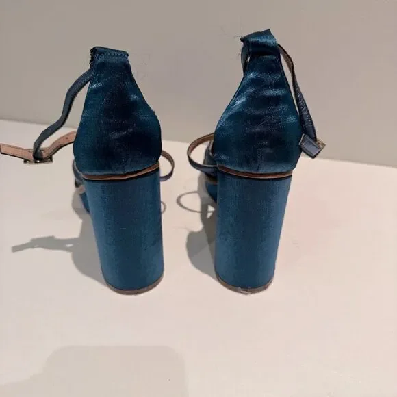 Free People Wythe Platform Heel Blue Size 38 Made in Spain - Picture 4 of 7